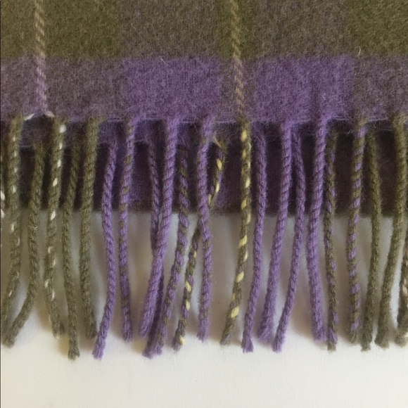 Johnstons 100% Lambswool Scarf Purple Green - Picture 8 of 8
